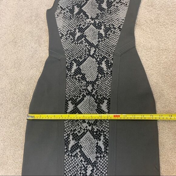 Diane Von Furstenberg Grey Sleeveless Snake Print Bandage Stretch Cocktail Dress - Picture 12 of 15